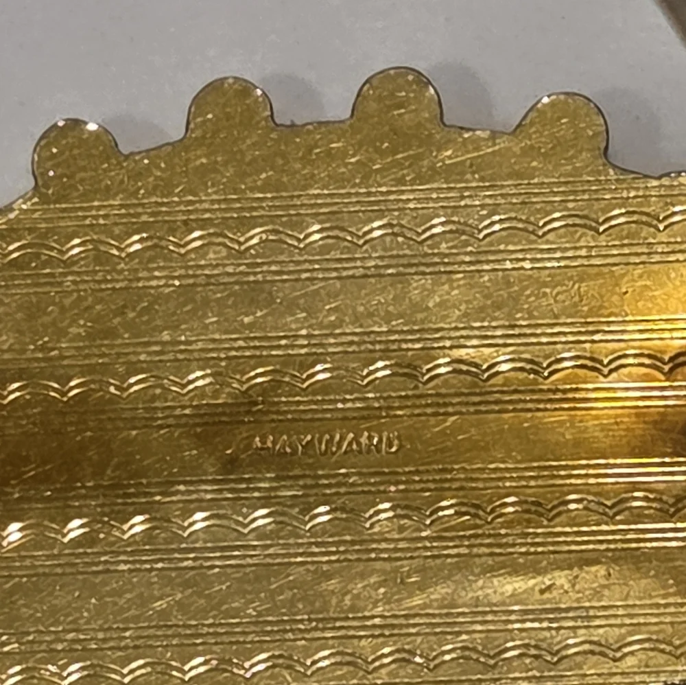 Vintage Hayward Etched Floral Goldtone Brooch